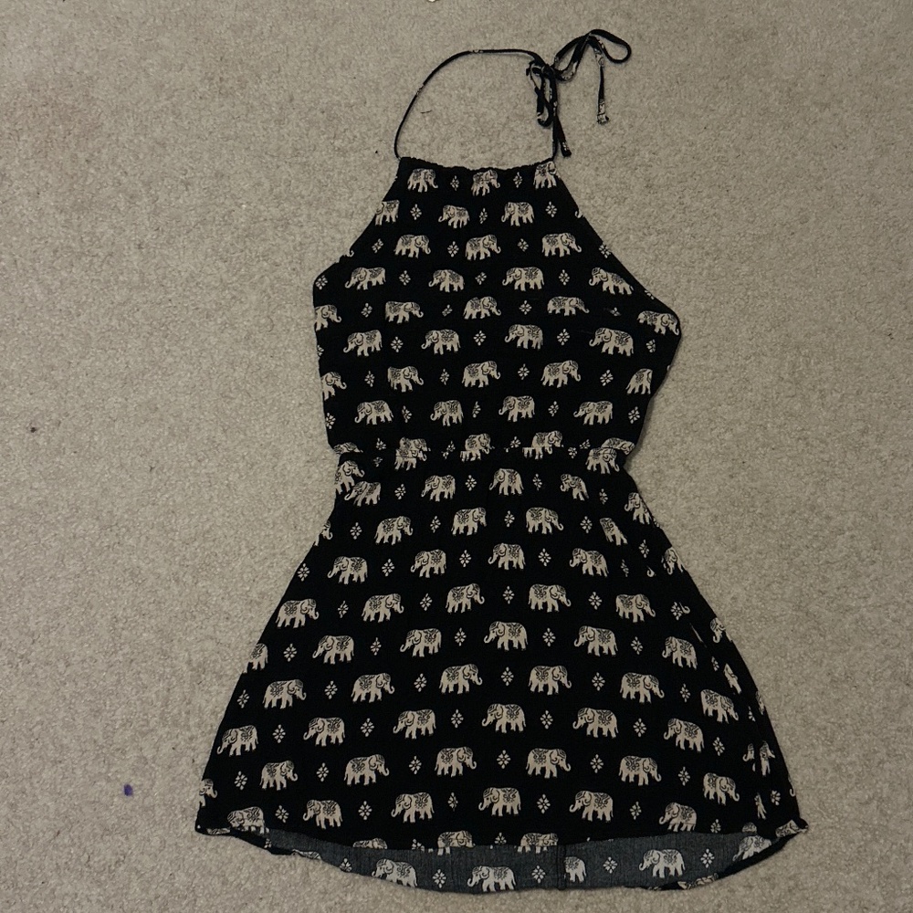 Forever 21 Black Elephant Pattern Dress Small